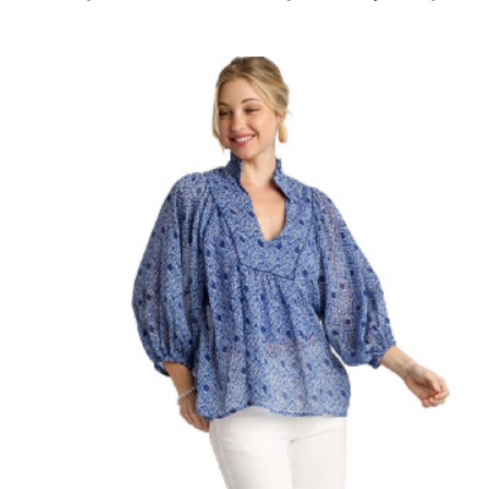 Umgee Blue Floral Women's Top
